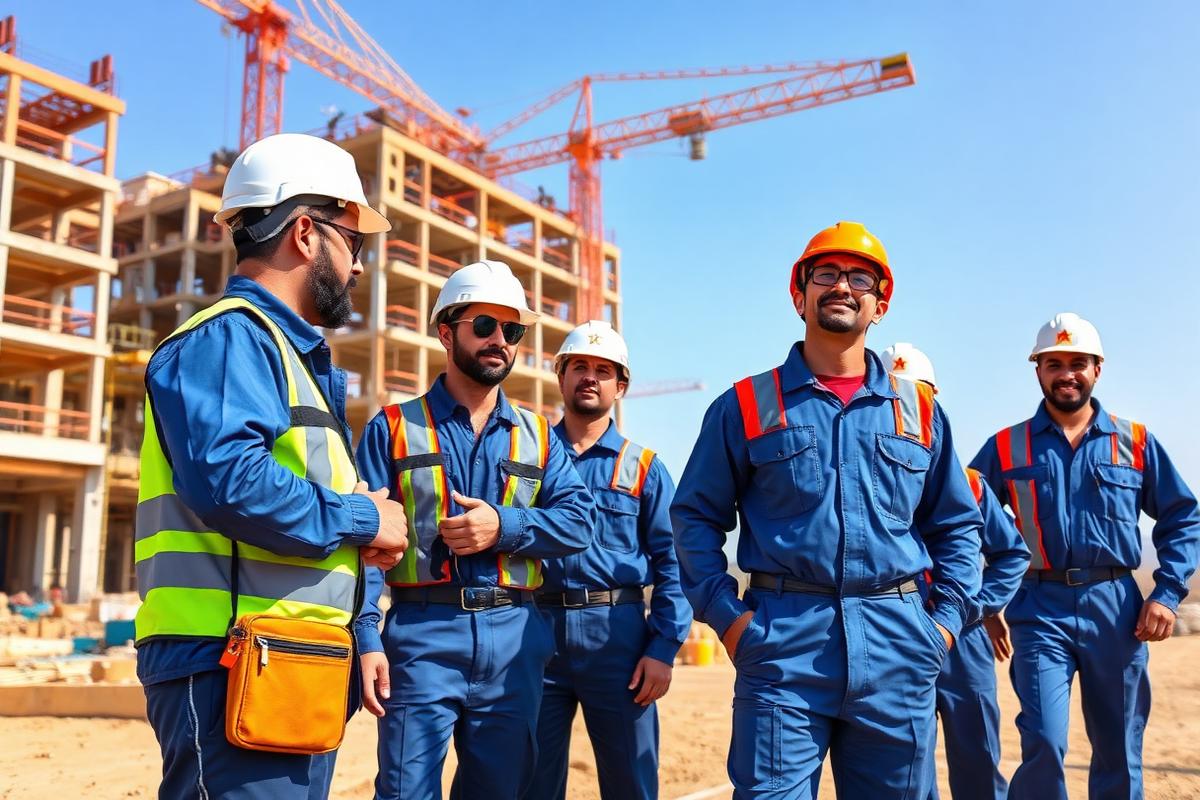 Team of general construction workers on site